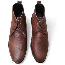 Genuine Brown Leather Chukka Boot For Men - Handmade Stylish Formal High Ankle Lace Up Shoes - Perfect For Wedding & Office