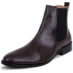 Genuine Leather Brown Chelsea Boots for Men | High Ankle Boots, Soft Cushioned Insole, Slip-Resistance, Arch Support & Shock Absorption