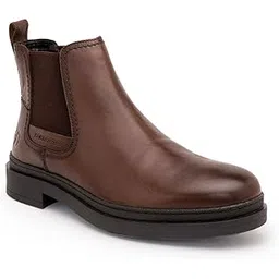 Genuine Leather Chelsea Boots with Dual-Tone Finish and Enhanced Comfort