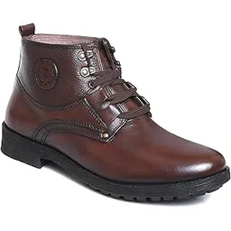 Genuine Leather Men's Ankle Boots With Laces ZA-4701 for office/party/hiking | Tinted Leather With ankle support and Lightweight and Slip Resistant Sole