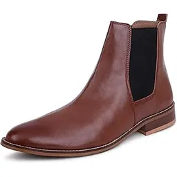Genuine Leather Tan Chelsea Boots for Men | High Ankle Boots, Soft Cushioned Insole, Slip-Resistance, Arch Support & Shock Absorption