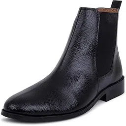 Genuine Milled Leather Black Chelsea Boots for Men | High Ankle Boots, Soft Cushioned Insole, Slip-Resistance, Arch Support & Shock Absorption