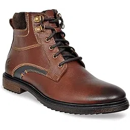 Genuine Premium Leather Luxury Memory Foam High-Top Ankle Boots Shoes For Men(19098|Brown|Size-6,7,8,9,10)