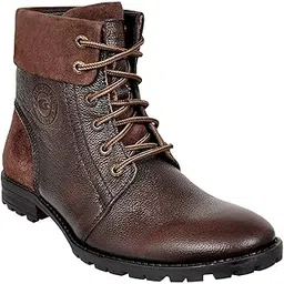 Genuine Premium Leather Luxury Memory Foam High-Top Ankle Boots Shoes For Men(858|Brown|Size-6,7,8,9,10)