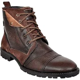 Genuine Premium Leather Luxury Memory Foam High-Top Ankle Boots Shoes For Men(859|Brown|Size-6,7,8,9,10)