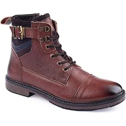 Genuine Premium Leather Luxury Memory Foam High-Top Ankle Boots Shoes For Men(906|Brown|Size-6,7,8,9,10)