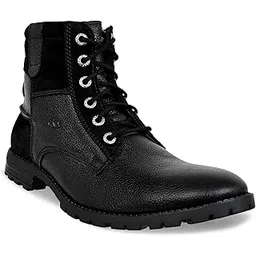 Genuine Premium Leather Luxury Memory Foam High-Top Boots Shoes For Men(ACCS-822,Black,Size-6,7,8,9,10,11)