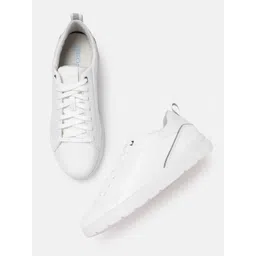 Geox Men White Leather Lightweight Sneakers