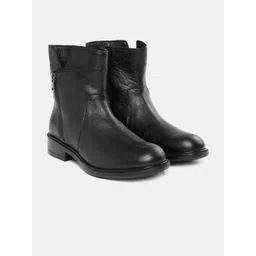 Geox Women Solid D Catria Leather Ankle Boots