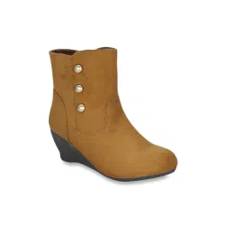 Get Glamr Tan Wedge Heeled Booties