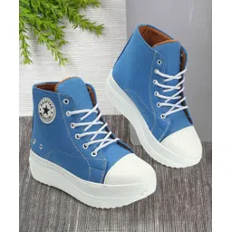 Girls High Ankle Denim Whiter Boots Boots For Women