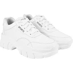 Girls Sporty White Casual Shoe - 4 UK (Girls-Sporty-White)