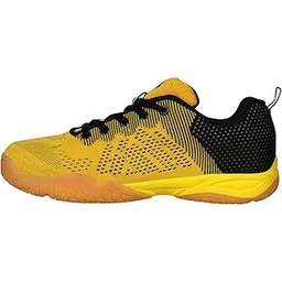 Glister 2.0 Badminton Shoes for Men | Your Ultimate Companion for Superior Court Performance | Badminton Sports Shoes | Best Non Marking Court Shoes | (Grey/Orange/Red)