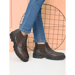 glitchez Men Casual Block-Heeled Chelsea Boots