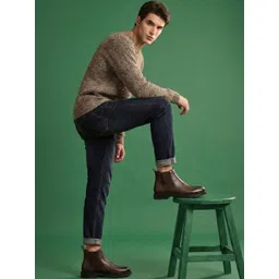 glitchez Men Round Toe Slip-On Chelsea Boots