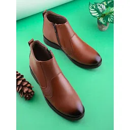 glitchez Men Round Toe Zip Boots