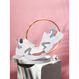 glitchez Women Colourblocked Lace-Ups Chunky Sole Sneakers