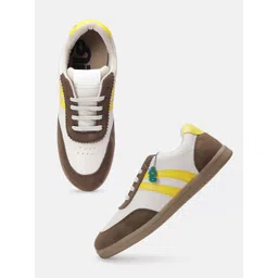 glitchez Women Colourblocked with Perforated Detail Contrast Sole Sneakers