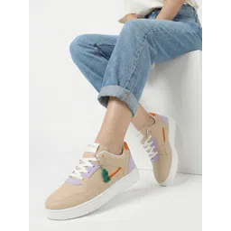 glitchez Women Perforated Detail Contrast Sole Sneakers