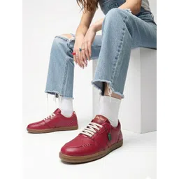 glitchez Women Perforated Detail Contrast Sole Sneakers