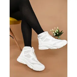 glitchez Women Textured High-Top Sneakers