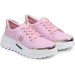 Gold Synthetic Casual Shoes for Women White Sneakers for Girls Chunky Stylish Comfirtable Ladies Sports Shoes for Gym Walking Jogging Tracking