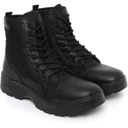 Goldstar Men's Ryder Boots High Ankle Black Style Lace-Up Boots Anti-Slip Sole Boots For Men