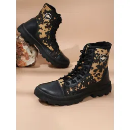 Goldstar Printed Round Toe Mid-Top Boots