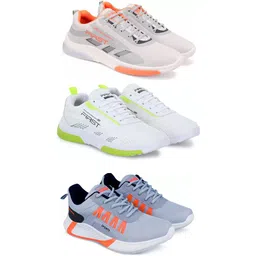 Gorofy Sport Shoe LaceUp Lightweight Multicolour Running Shoes For Men Pack Of 3 Running Shoes For Men