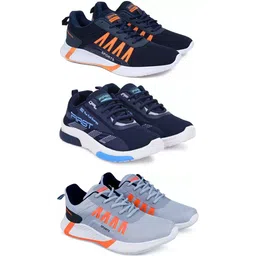 Gorofy Sport Shoe LaceUp Lightweight Multicolour Running Shoes For Men Pack Of 3 Running Shoes For Men