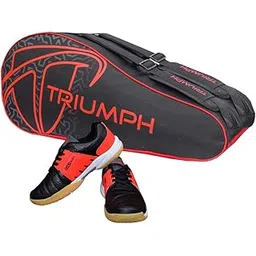 Gowin Badminton Shoe Power Black/Red Size-11 with Triumph Badminton Bag 303 Black/Red