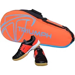 Gowin Badminton Shoe Power Black/Red Size-11 with Triumph Badminton Bag 303 Orange/Sky