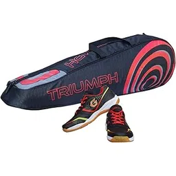 Gowin Badminton Shoe Smash Black Size-6 with Triumph Badminton Bag 304 Black/Red