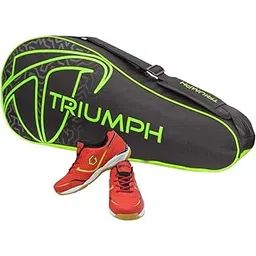 Gowin Badminton Shoe Smash Red Size-6 with Triumph Badminton Bag 302 Black/Lime
