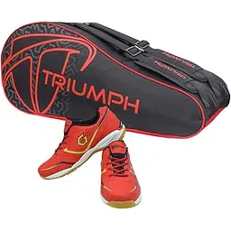 Gowin Badminton Shoe Smash Red Size-6 with Triumph Badminton Bag 303 Black/Red