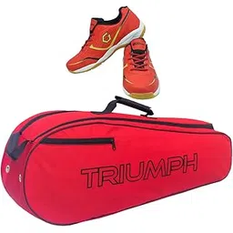 Gowin Badminton Shoe Smash Red Size-6 with Triumph Badminton Bag 306 Black/Red