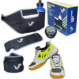 Gowin Badminton Shoe Staunch White/Lime Size-12 Kids with Verified Walking Set