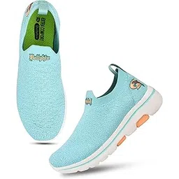 Green Knitted Walking Slip-on Sport Shoes for Women