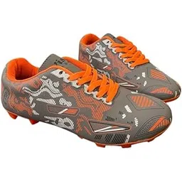 Grey Orange Zig Zag Football Shoes for Man