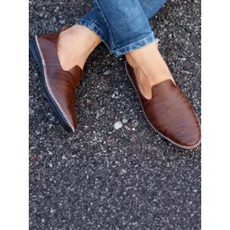 Groofer Men Brown Synthetic Colourblocked Slip-On Loafer