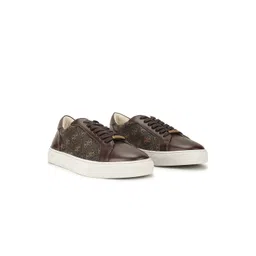 GUESS Men Printed Leather Lace-Up Sneakers