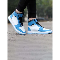 HAKKEL Men Colourblocked Round Toe Mid-Top Sneakers