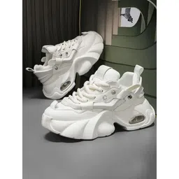 HAKKEL Men Round Toe Lace Ups Lightweight Chunky Sole Sneakers