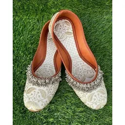 Handmade Beautiful Rajasthani Embroidered PVC Sole Synthetic Printed Mojari Jutis For Women