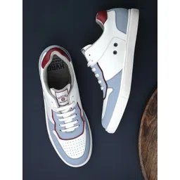 Harvard Men White & Blue Colourblocked Comfort Insole Lightweight Contrast Sole Sneakers
