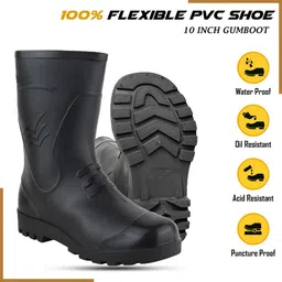 Heavy Duty Waterproof Safety Gumboots, 10 Inch, Boots For Men