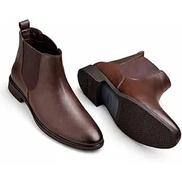 Height Increasing 3 Inch Elevator Chelsea Boots for Men | Black Mid-Top Slip-On Boots with Solid Upper, Cushioned Footbed & TPR Block Heel Outsole | Stylish Casual Wear Boots