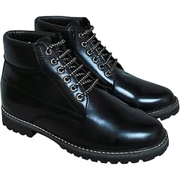 Height Increasing Leather Black Ankle Boots for Men – 3 Inches