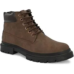 Height Increasing Shoes Elevator Men Round Toe Mid-Top Lace-Ups Chunky Boots with Guaranteed 3 Inch Height Incease (1.25 Inches Outer Sole and 1.75 Invisible Insole)