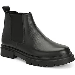 Height Increasing Shoes for Men Elevator Mid High Chelsea Boots with 3 Inch Height Increase (1.25 Inch Outer Heel & 1.75 Hidden Insole) Black